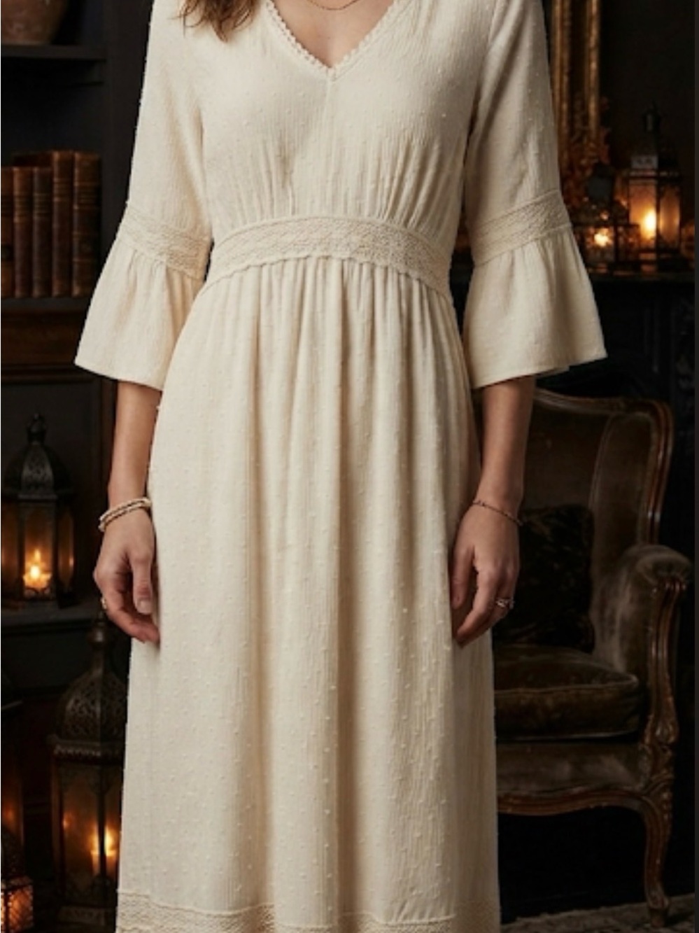 Knox Rose Cream Maxi Dress with Crochet Waist